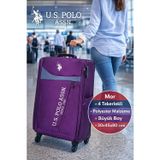 Toyfest U.S. Polo Assn Mor Kumaş Valiz 30x45x80 4 Tekerlekli Şifre Kilitli Polyester Seyahat Bavulu Büyük XL