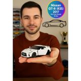 Toyfest Uzak Doğu Serisi Nissan GT R R35 Beyaz Açılır Kapılar DieCast Çek Bırak Metal Model Araba 11 Cm 1:32