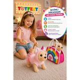Toyfest Uzaktan Kumandalı Çantalı Yürüyen Sesli Peluş Köpek Unicorn Kostümlü Oyuncak 20 cm