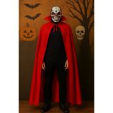 Toyfest Yetişkin Kırmızı Yakalı 120 cm Vampir Pelerini ve Kanlı Kafatası Maskesi Seti – Halloween Kostüm