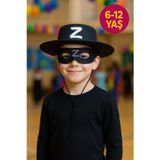 Toyfest Zorro Çocuk Kostüm Seti Şapka Ve Maske Z Harfli Kahraman Aksesuarı Parti Oyuncak - (6-12 Yaş Arası)