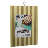 Toyigoo 18 x 28 x 1.4cm Beyaz Çizgili Ahşap Bambu Kesim Panosu - Kesme Tahtası Metal Kulplu (4887) Ty - (No Color)