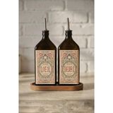 Toyigoo 2'li Ahşap Stantlı Çeliktıpalı 500 ml Cam Ayçiçek Yağı Zeytinyağı Şişesi Yağdanlık Vintage Retro (Ya) (Froldeared) - 0 - Siyah