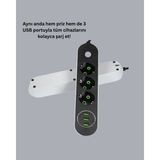 Toyigoo 3 USB Çıkışlı Hızlı Şarjlı Anahtarlı Üçlü Priz - 1 - Renkli