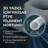 Toyigoo 3D Yazıcı Için Hassas Dyzer Ptfe Filament Kılavuz Hortumu (1.75MM Filament Uyumlu) 2 Metre - 00-Siyah - Beyaz