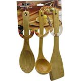 Toyigoo 3pcs Ahşap Bambu Mutfak Servis Seti KAŞIK=27CM - KEPÇE=27CM - SPATULA=32CM (4887) TYGRS-GO346 - 1 - 51R-Turuncu