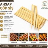 Toyigoo 60 Adet Ahşap Geniş Çöp Şiş - Adana Kebap Şişi - 25 cm IEG4546GV-458FJGHV - Renkli - standart