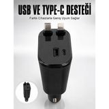 Toyigoo Araç Çakmaklık Şarj Cihazı 120W Type-C & Lightning Kablolu Çoklu Hızlı Şarj Istasyonu - Li - Çok Renkli