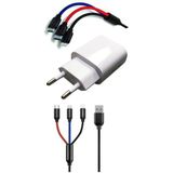Toyigoo Çoklu Hızlı Şarj Kablosu ve Hızlı Şarj Soketi Type-C Mikro Iphone Uyumlu 1.2 Metre 3A Tyg-84 - Renkli
