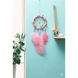 Toyigoo Işıklı Pembe Gül Detaylı El Yapımı Rüya Kapanı - Romantik Duvar Süsü & Hediyelik Düş Ka - 1 - Çok Renkli