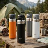Toyigoo Paslanmaz Çelik Termos Matara - 1000 ml (1 Litre) Kapasiteli, Renk Seçenekli Isı Yalıtımlı Çelik Suluk (Siyah) - 0 - 19 lt - 0 Siyah