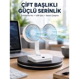 Toyigoo Sessiz Çalışan USB Şarjlı Çift Kafalı Masaüstü Fan – Ev ve Ofis Için - Renkli