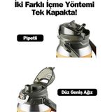 Toyigoo Tkk Mega Boy 1500ML Pipetli/pipetsiz Kullanım Askılı Paslanmaz Çelik Termos Matara (Turuncu) - 0 - 19 lt - 0 Siyah