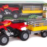Toyland® Farm dörtlü bisiklet ve treyler oyun seti — 1:16 ölçekli — serbest tekerlek hareketi — erkek çiftlik oyuncakları (kırmızı kare)