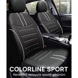Toyota Chaser / Mark Ii / Aristo / Avalon 1980–2005 Colorline Sport Serisi Deri Siyah Beyaz Koltuk Kılıfı - Modüler Standart - Siyah - Beyaz