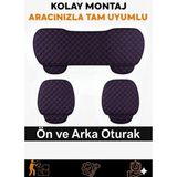 Toyota Chaser / Mark Ii / Aristo / Avalon 1980–2005 Uyumlu 3 Parça Kapitone Oturak Araba Koltuk Suni Deri Siyah Mor - Kaymaz | Trobus - Siyah - Mor