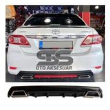 Toyota Corolla 2007-2012 Difüzör Arka Tampon Eki 2 Egzoz Çıkışlı Siyah Lüx Tip