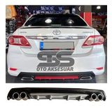 Toyota Corolla 2007-2012 Difüzör Arka Tampon Eki 4 Egzoz Çıkışlı Gri Lüx Tip