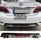 Toyota Corolla 2007-2012 Difüzör Arka Tampon Eki 4 Egzoz Çıkışlı Gri Reflektörlü