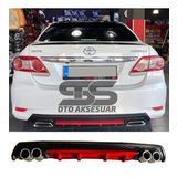 Toyota Corolla 2007-2012 Difüzör Arka Tampon Eki 4 Egzoz Çıkışlı Kırmızı Lüx Tip