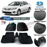 Toyota Corolla 2007-2013 Siyah 3D Havuzlu Paspas