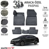 Toyota Corolla 2014 Model Tam Uyumlu Kokusuz 3D Havuzlu Paspas - Siyah