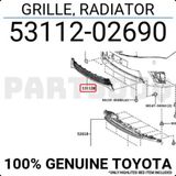 Toyota Corolla 2016-2018 Ön Tampon Panjuru Orta (Oem No: 5311202690)
