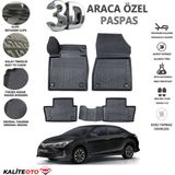 Toyota Corolla 2016 Model Tam Uyumlu Kokusuz 3D Havuzlu Paspas - Siyah