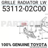 Toyota Corolla 201822 Ön Tampon Panjuru Orta Çekı Kapaklı (Oem No: 53112-02C00)