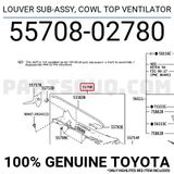 Toyota Corolla 2019-2024 Cam Alt Izgarası (Oem No:5570802780)