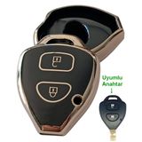 Toyota Corolla Auris Rav4 Hilux Uyumlu Kumanda Anahtar Kılıfı Oto Anahtarlık 2 Tuşlu SİYAH GOLD