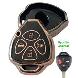 Toyota Corolla Auris Rav4 Hilux Uyumlu Kumanda Anahtar Kılıfı Oto Anahtarlık 4 Tuşlu Siyah Gold