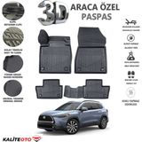 Toyota Corolla Cross 2022 Model Tam Uyumlu Kokusuz 3D Havuzlu Paspas - Siyah