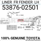Toyota Corolla Ön Çamurluk Davlumbazı Sol 2013-2018 (Oem No: 5387602501)