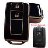 Toyota Corolla Verso Prius Subaru Uyumlu Kumanda Anahtar Kılıfı Oto Anahtarlık 2 Tuş Siyah Gold