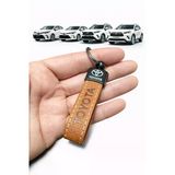 Toyota Ve Logolu Anahtarlık Suni Deri (Kahverengi)