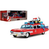 Toys Transformers x Ghostbusters Ecto-1 Die-Cast Metal Model Araba, 1:24 Ölçek, Kırmızı-Beyaz