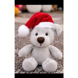 Toys Yılbaşı Şapkalı Sevimli Gri Peluş Ayıcık Hediyelik Oyuncak 18 Cm