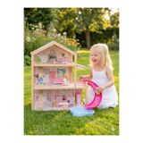 Toysilla Ahşap Bebek Evi - 3 Katlı, Full Eşyalı, 3 adet insan figürü Kaydıraklı ve Havuzlu oyun evi