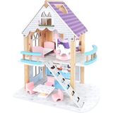 Toysilla Doğal Ahşap Çocuk Oyun Evi 2 Katlı Eğitici Set 7 Parça Premium MDF Malzeme