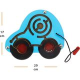 Toysilla Doğal Ahşap Hayvan Figürlü Mıknatıslı Labirentte Yol Bulma Oyuncağı - Araba - Renkli