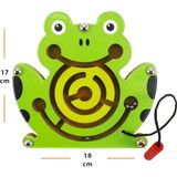 Toysilla Doğal Ahşap Hayvan Figürlü Mıknatıslı Labirentte Yol Bulma Oyuncağı - Kurbağa - Renkli