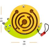 Toysilla Doğal Ahşap Hayvan Figürlü Mıknatıslı Labirentte Yol Bulma Oyuncağı - Salyangoz - Renkli
