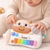Toyska Eğitici Müzikli Inek Oyuncak – Renkli Tuşlu Bebek Piyanosu - Açık Kahverengi