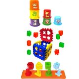 toysnet 3’lü Eğitici Oyuncak Seti – Puzzle Küp Bultak, Vida, somun Blokları ve Hayvan Figürlü Bardak Kule