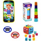 Toysnet Süper Eğitici Oyuncak Seti 4lü Geliştirici Oyuncak Seti! Telefon - Bultak - Direksiyon - Silindir Ku