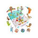 TOYSTORE Çantalı Pilli Matkap 3d Puzzle Mozaik Hayvanlar Puzzle Eğitici Yapı Oyuncakları