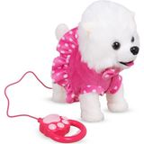 Toysturka Pilli Sesli Tasmalı Yürüyen Sevimli Köpek Tasmalı Köpek Pembe - Pembe - Beyaz