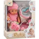 Toysturka Ruby Su Içen ve Altını Islatan Eğitici Et Bebek Seti - Lazımlıklı, Biberonlu Emzikli Set - Pembe