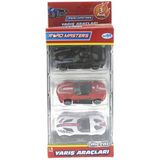 Toyz Dükkanım Die Cast Metal 3'Lü Yarış Arabaları Siyah Araçlı Kız Erkek Çocuk Oyuncak Eğitici Oyuncaklar